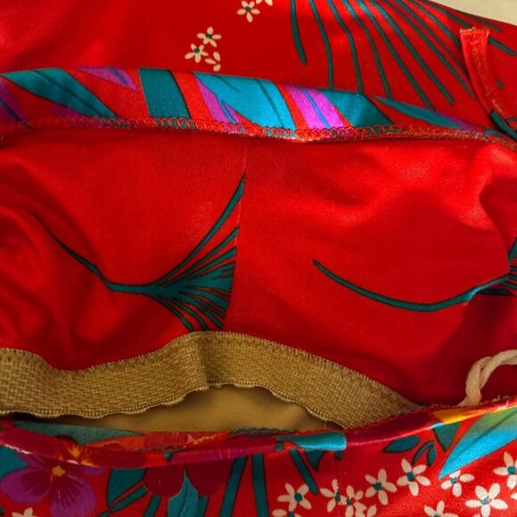 Sirena Vintage SZ 14 Red Tropical Print Tummy Control Swimsuit 80's Beach Swim - Picture 5 of 9